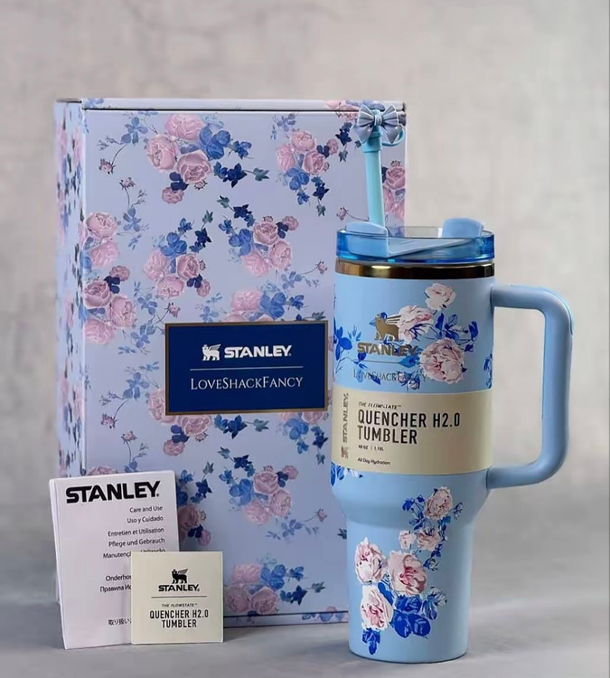 خرید ماگ استنلی اصل طرح گل آبی