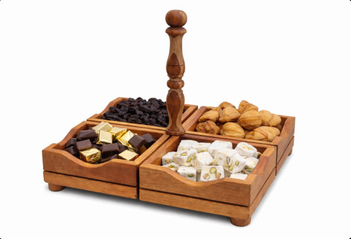 خرید آنلاین ظرف پذیرایی چوبی دستساز از چوب گردو با پوشش روغن خوراکی